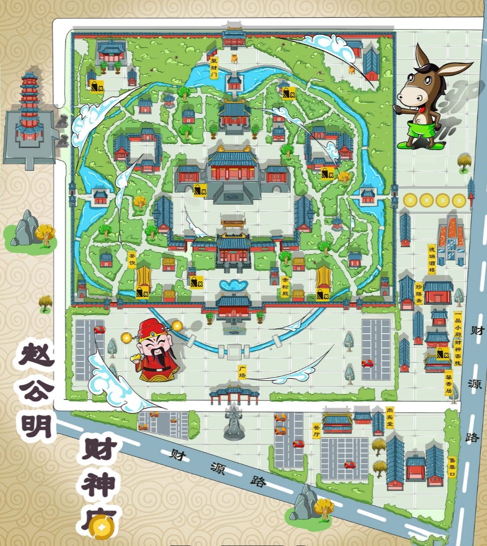 延寿寺庙类手绘地图